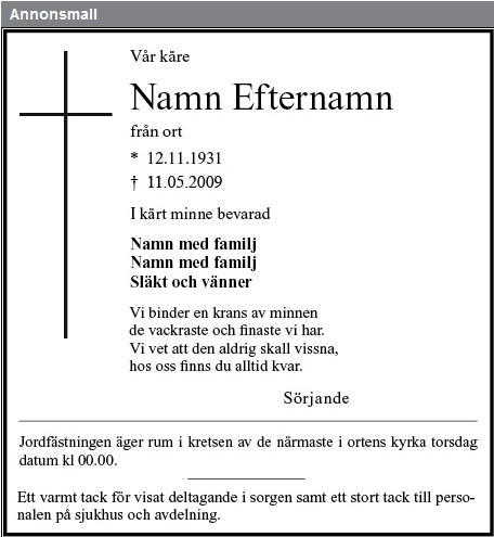 Muistoteksti vainajalle